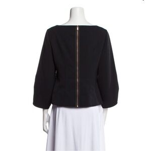 Tibi Black Boxy Cuffed Sleeve Blouse